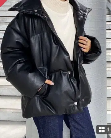 PAGEBOY 페이크 레더 충전솜 블루종