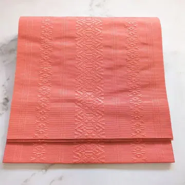 미사용 하카타 오비 순수 실크 실크 핑크 앤티크 다이쇼 로망 리메이크