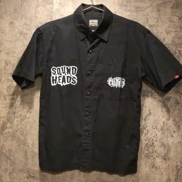 루디스 rudies 블랙 반팔 워크 셔츠 SOUND HEADS