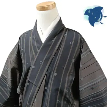 C35 치도리야 기모노 코몬 워셔블 기모노 화학 섬유 블랙 브라운