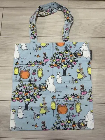 무민 토트백 스카이블루 꽃무늬