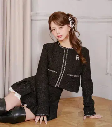 darich 스팽글 트위드 자켓, 미니 스커트