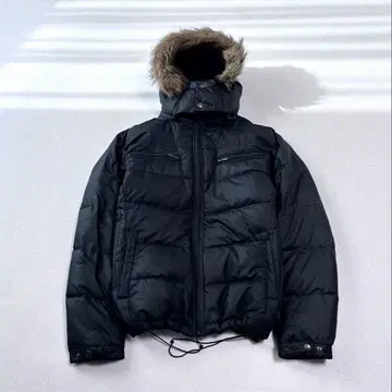 00s Y2K 다운 재킷 블랙 L 쇼트 퍼 헤이세이
