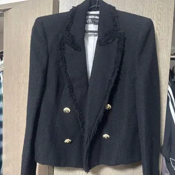ZARA 블랙 더블 브레스트 자켓 EU 36