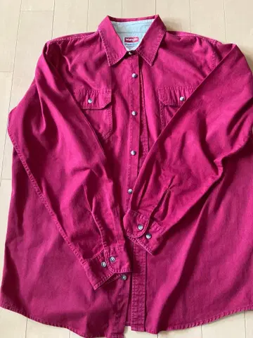 빈티지 Wrangler 와인 레드 긴팔 셔츠 LT 사이즈