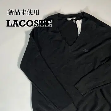 미사용 새상품 LACOSTE 니트 스웨터 자수 로고 올 블랙 40