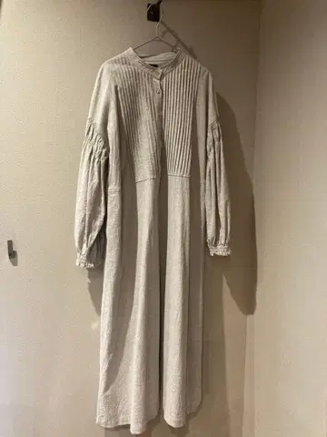 ICHI 코튼 린넨 긴팔 원피스