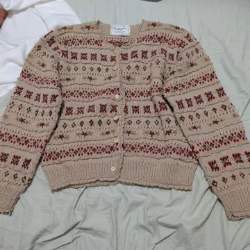 Riodecent 손뜨개질 입체편직 꽃 모티브 가디건