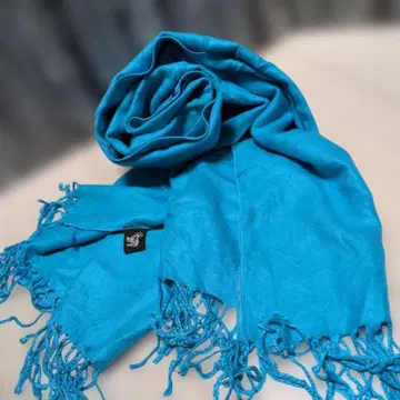 캐시미어 100% 파란색 프린지 스톨