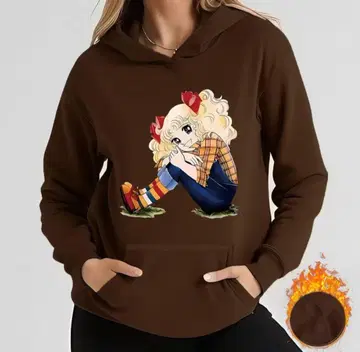 캔디캔디 후드 부착 후드티 커피색 xxl