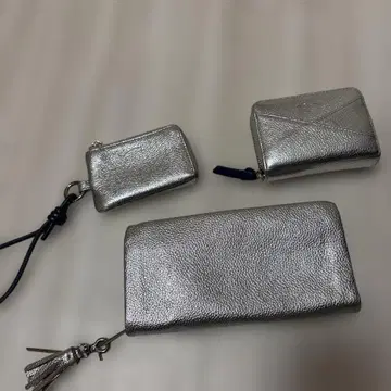 실버 장지갑 천연 가죽 카드 케이스 지갑