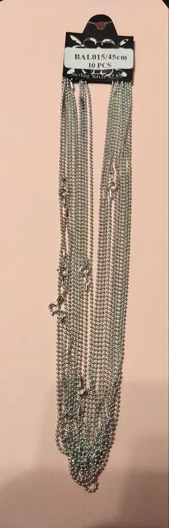 Sterling Silver 92.5% 표기 볼 체인 10개 해외 수입