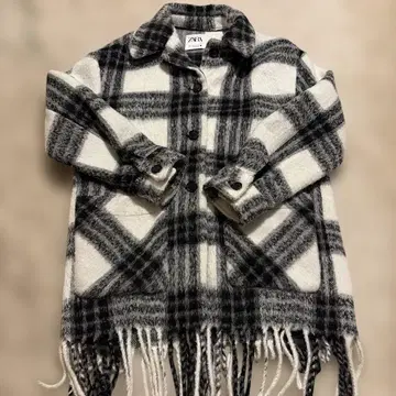 ZARA 체크 무늬 플리스 자켓 아우터 린 M