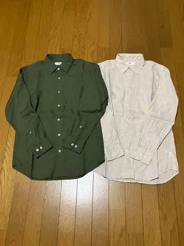 유니클로 프리미엄 린넨 셔츠 S 올리브 내추럴? 2장 세트