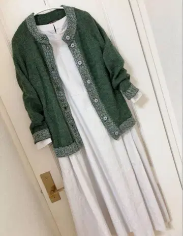 알파카 100% 트리밍 가디건