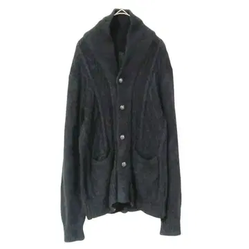 케이블 니트 가디건 검정 블랙 숄카라