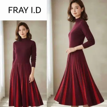 프레이 아이디 와인 레드 핑크 니트 원피스