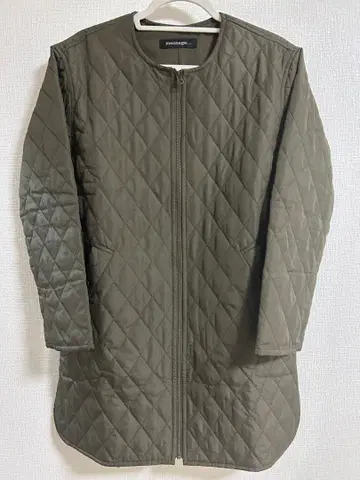 카키 퀼팅 코트