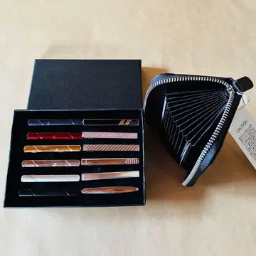 [현품 한정 대특가] 넥타이핀 12세트 천연 가죽 카드 케이스 명함지갑