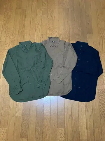 유니클로 워시 워크 셔츠 올리브 브라운 네이비 3장 세트