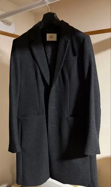 다케오 키쿠치 체스터 코트 롱 그레이 울 혼방 남성용 M 사이즈