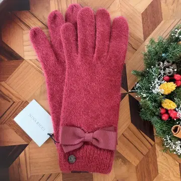 새상품 니나리치 리본 포함 울 장갑 와인 베리