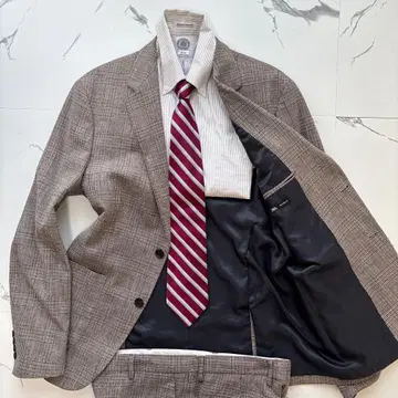 미사용급 ZARA XL 셋업 체크 그레이 베이지 비즈니스 총 안감