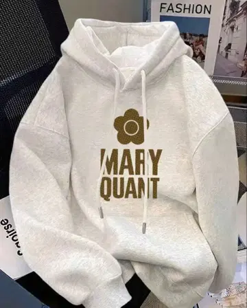 새상품 MARY QUANT 라이트 그레이 후드티 XL
