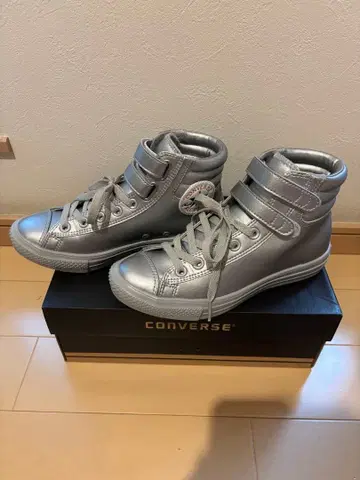 CONVERSE ALL STAR 실버 하이컷 스니커즈 벨크로