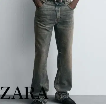 ZARA 자라 워시 블랙 플레어 데님