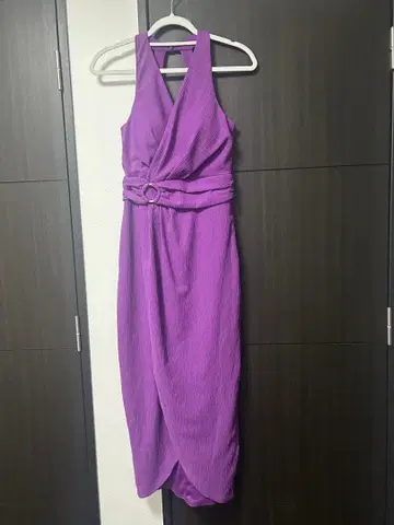 보라색 하이넥 맥시 드레스 스트링 포함