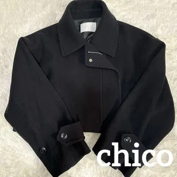 새상품급 Chico 울 지퍼 스탠드 숏코트