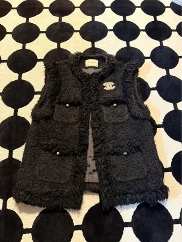 새상품급 UNITED ARROWS 블랙 트위드 지레 베스트 38/