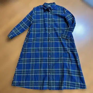 ICHI 이치 체크 무늬 롱 셔츠 원피스