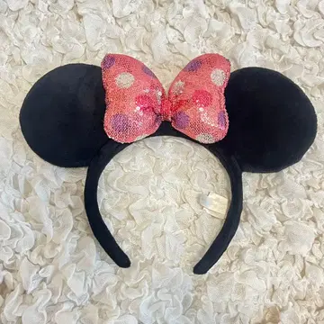 디즈니 미니 마우스 머리띠 스팽글 핑크