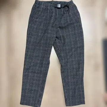 그레이 계열 체크 와이드 팬츠 조정 가능 벨트 그라미치