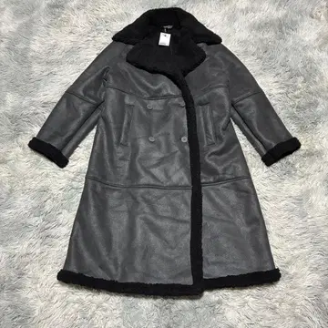 [ 새상품급 ] H&M 페이크 무스탕 보아 롱 코트 BLACK M