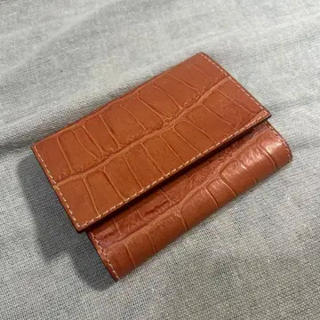 Felisi/페리지 오렌지 가죽 명함지갑 크로커다일 패턴