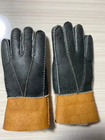 가죽 퍼 포함 장갑 블랙과 브라운