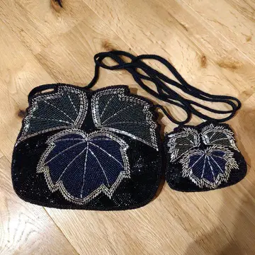 [ 쇼와 레트로 ] 비즈 자수 숄더백 소형 파우치 포함