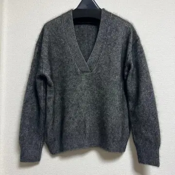 DES PRES 울 100% 그레이 V넥 스웨터 S