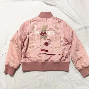 [ PINK HOUSE ] 핑크하우스 핑크 MA-1 패치 토끼 자수