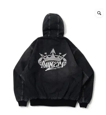 9090 다크 그레이 후드 부착 데님 자켓