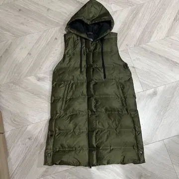 ZARA 후드 부착 다운 베스트 XS 카키