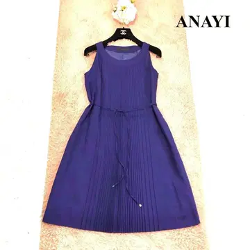 ANAY 아나이 블루 플리츠 원피스 리본 36