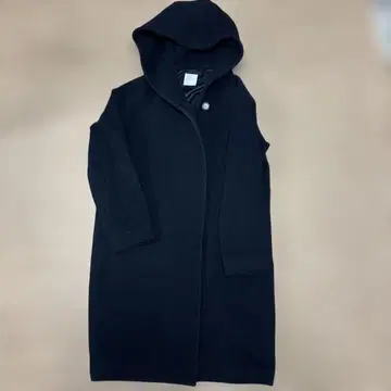 OPAQUE.CLIP 후드 부착 롱 코트 블랙