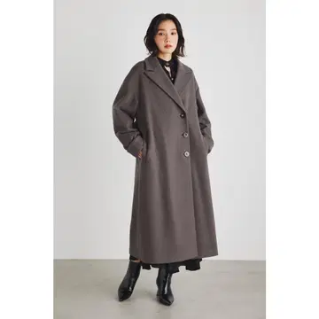 rienda 울MIX 백 벨트 디자인 코트 브라운