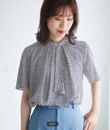 SHIPS 보타이 포함 숏 슬리브 블라우스 38