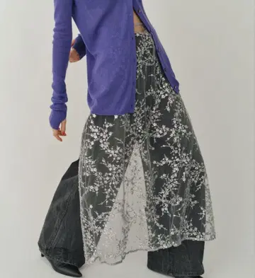 yae 플라워 스팽글 랩스커트