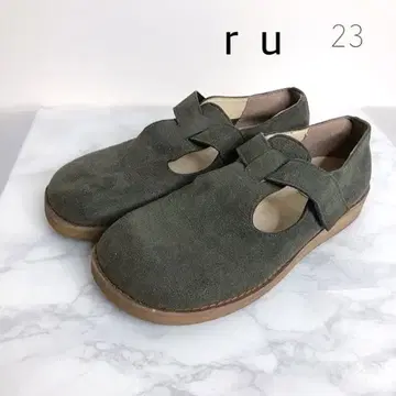 [ 스웨이드 발레 슈즈 ] 카키색 벨크로 테이프 벨트 미사용